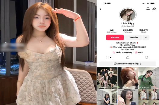 Phim sex tiktoker Linh Tây bị phát tán